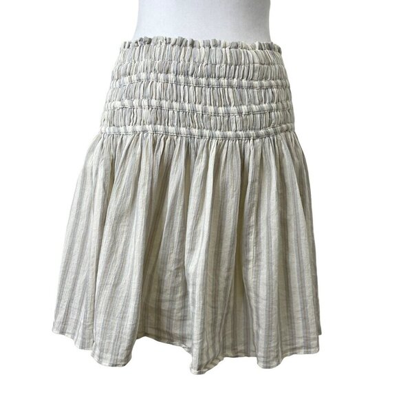 Madewell Pull-On High Smocked Waist Mini Skirt Preppy Stripe size Medium - Picture 5 of 6